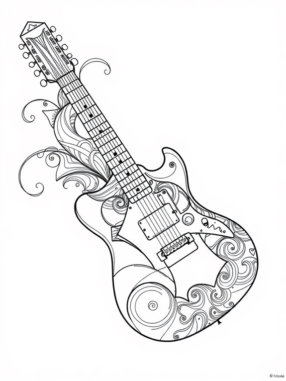 abstract guitar coloring page