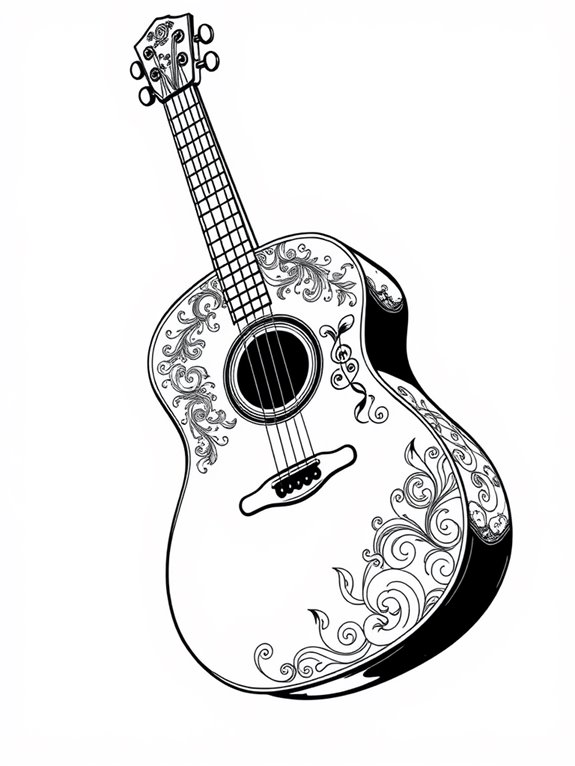 acoustic guitar coloring activity