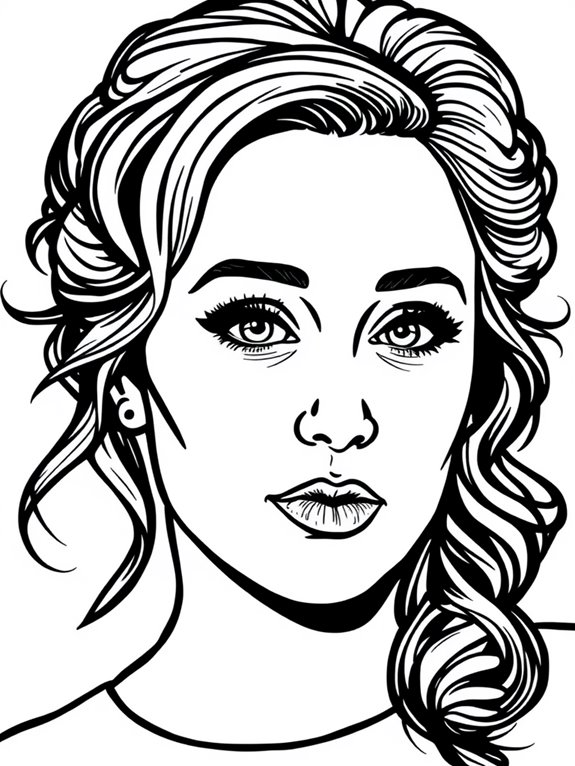 adele coloring page outline