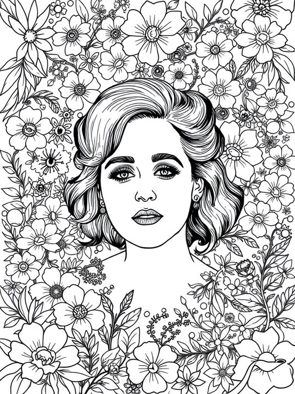 adele floral coloring page