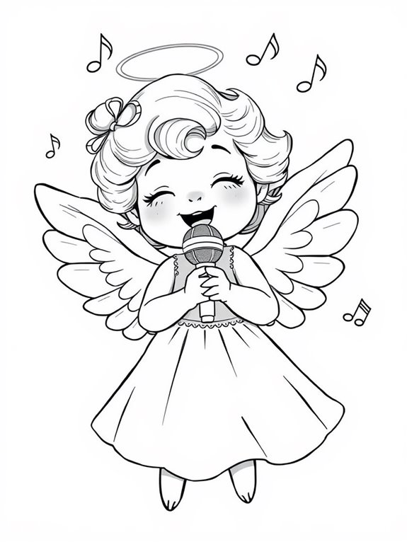 adorable angel singing joyfully