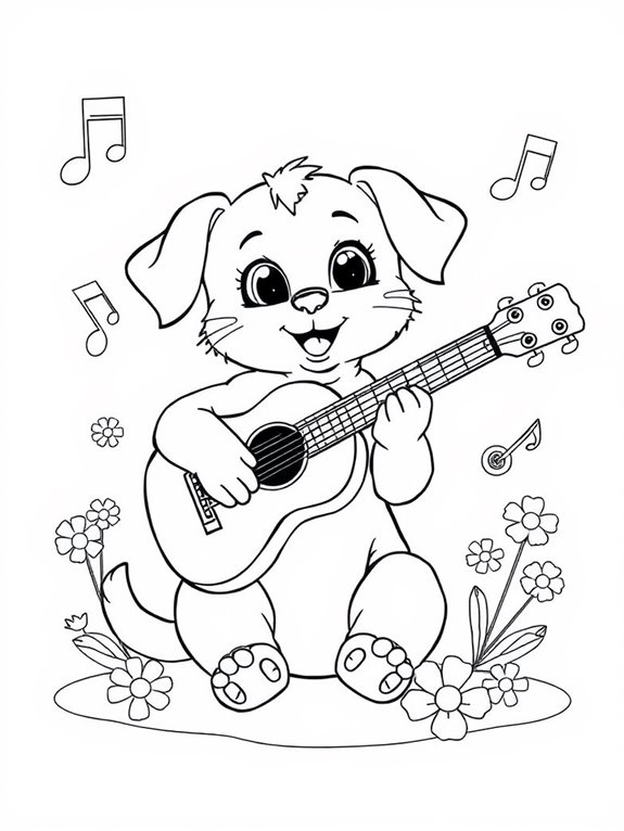 adorable animal guitar illustration