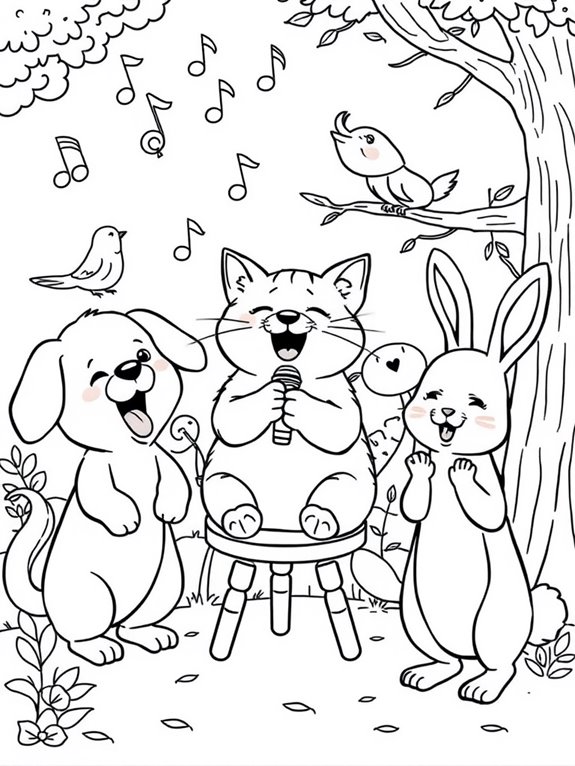 adorable animals singing joyfully