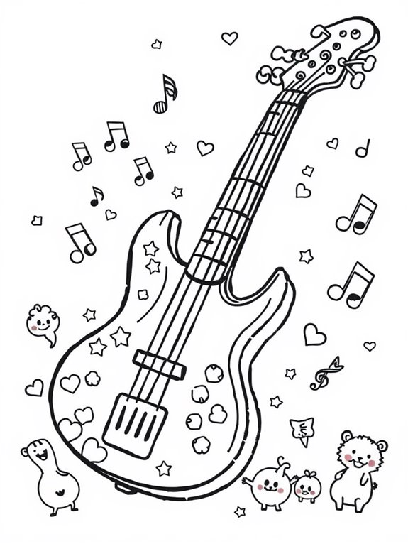 adorable bass guitar illustration