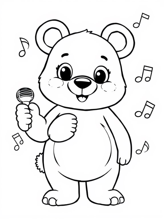 adorable bear singing joyfully