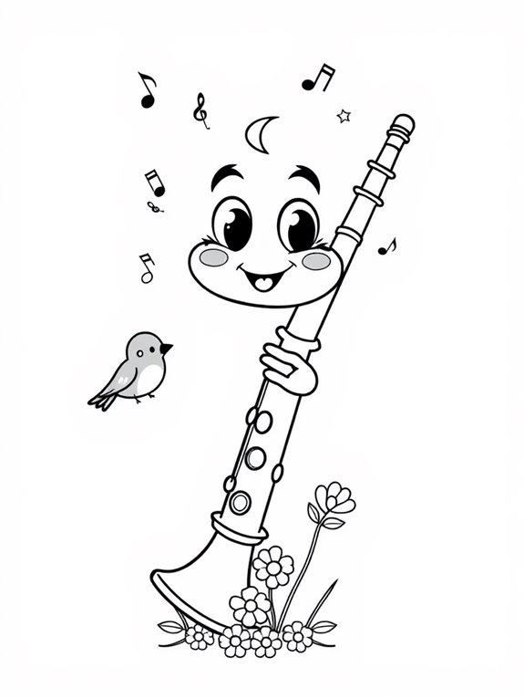 adorable clarinet coloring page