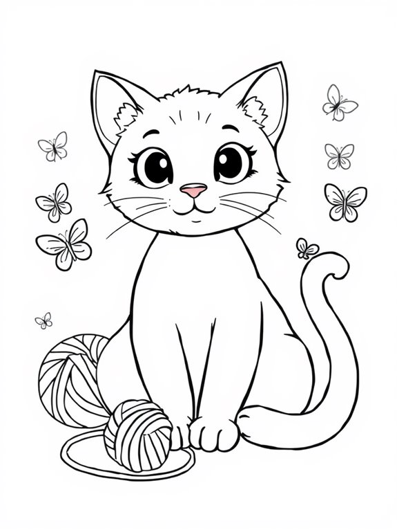 adorable feline coloring page