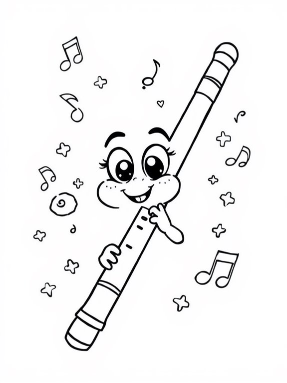 adorable flute coloring activity