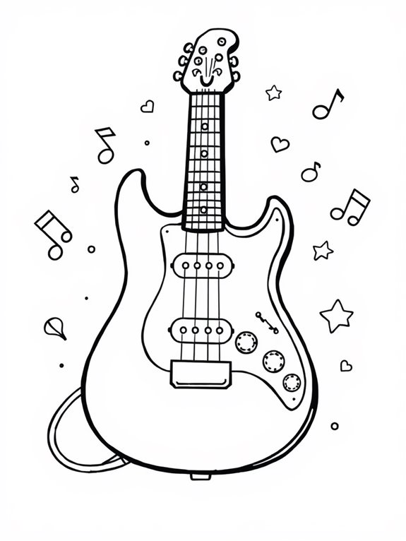 adorable guitar coloring page