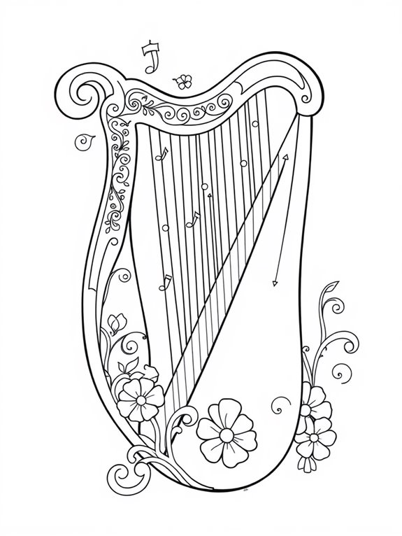 adorable harp coloring activity