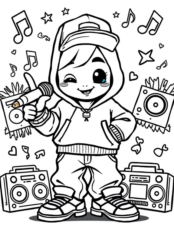 adorable hip hop artist illustration