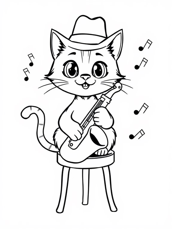 adorable jazz themed cat illustration