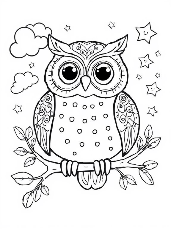 adorable owl coloring page