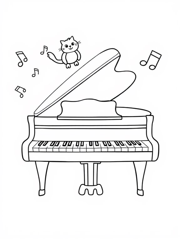 adorable piano coloring page