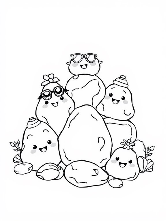 adorable rock coloring page