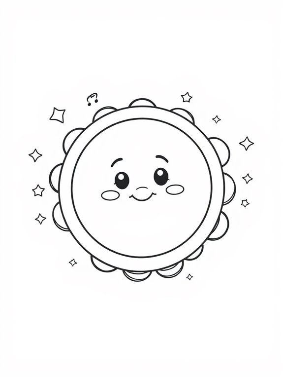 adorable tambourine coloring page