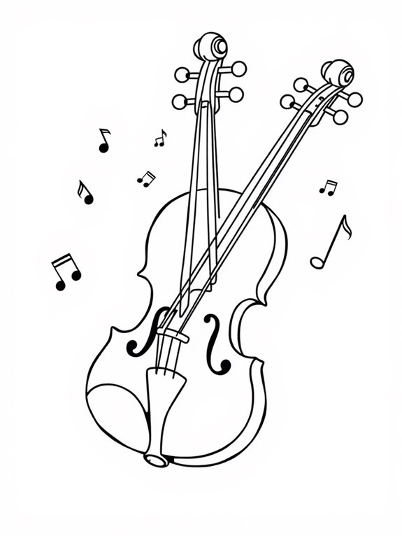 adorable violin coloring sheet