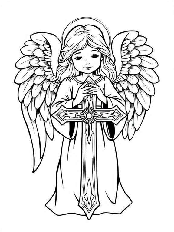 angel holding a cross