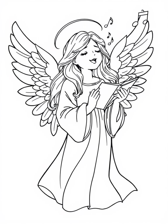 angel singing line art