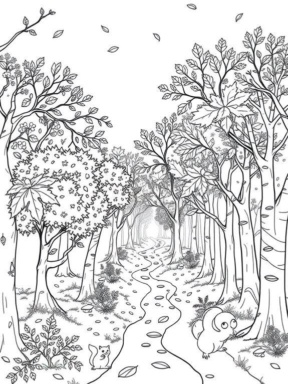 autumn forest coloring page