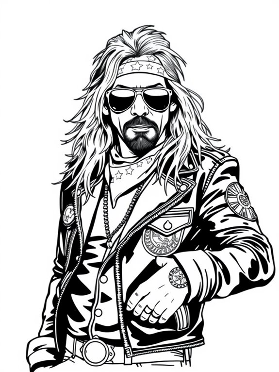 axl rose sunglasses coloring page