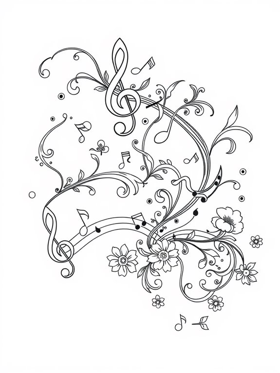 bach music notes coloring page