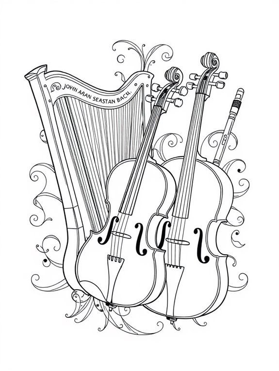 bach s musical instruments coloring page