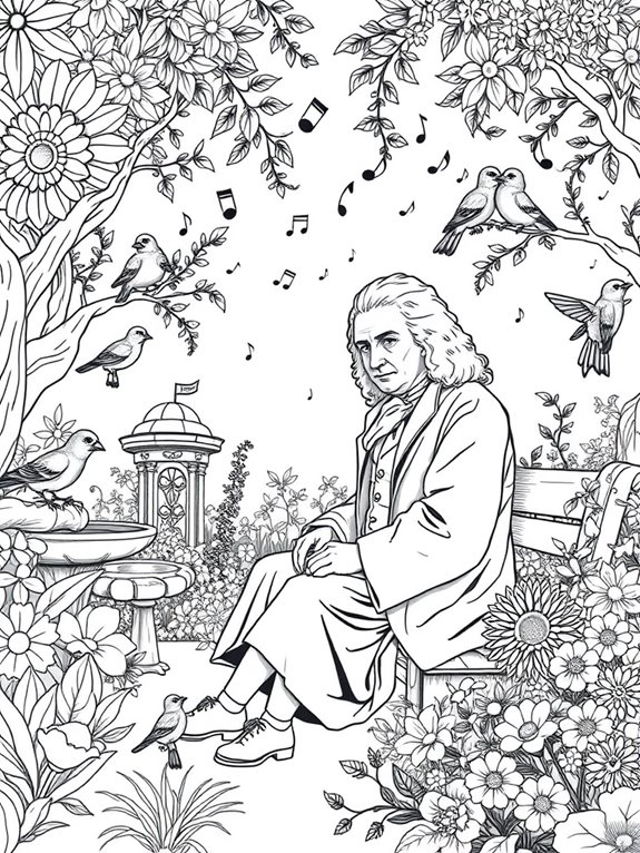 bach themed garden coloring page