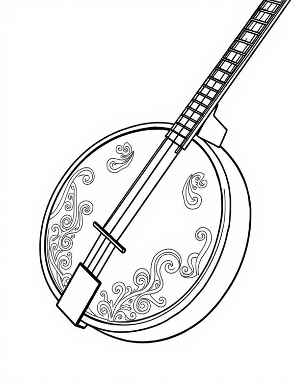 banjo coloring page design