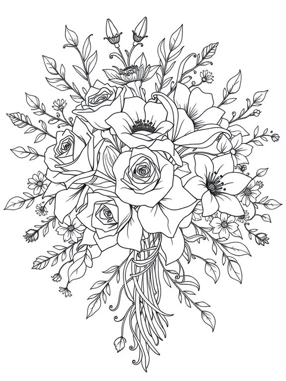 barber floral coloring page