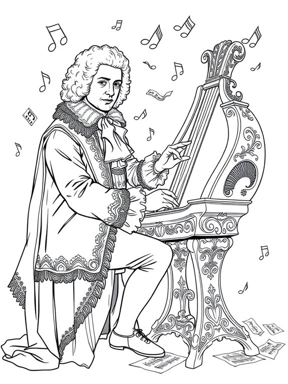 baroque musician coloring activity