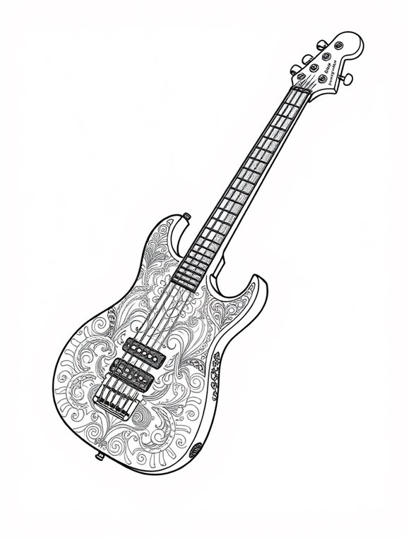 bass guitar coloring page