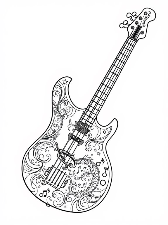 bass guitar coloring page