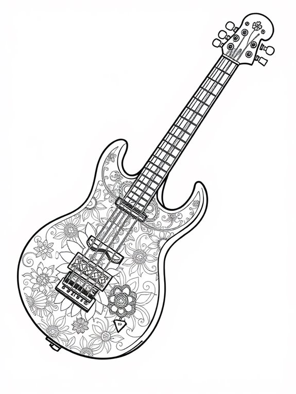 bass guitar coloring page