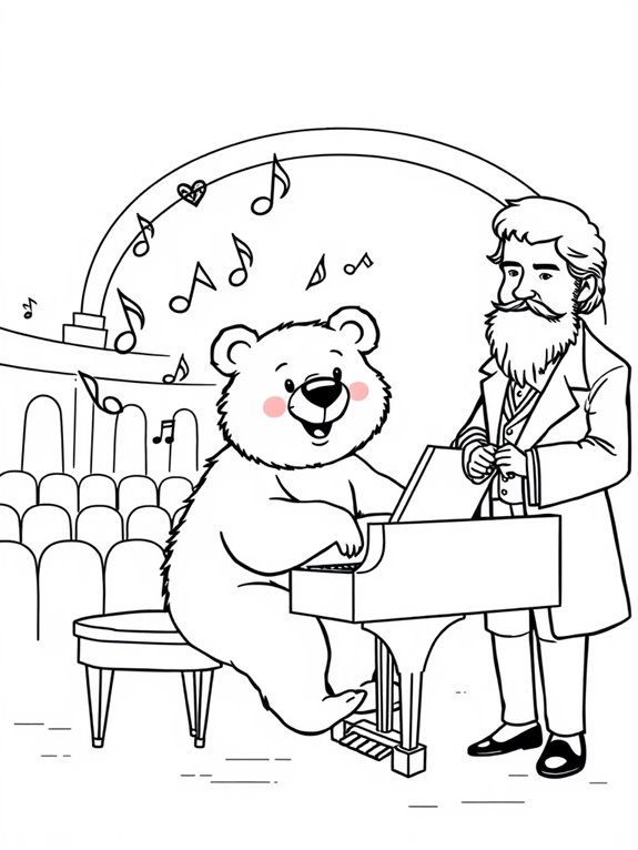 bear and tchaikovsky coloring page