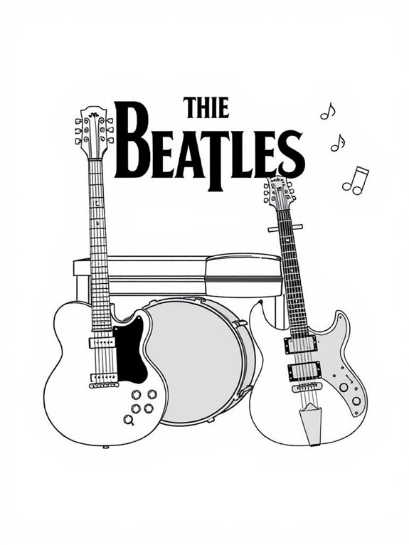 beatles instruments coloring activity