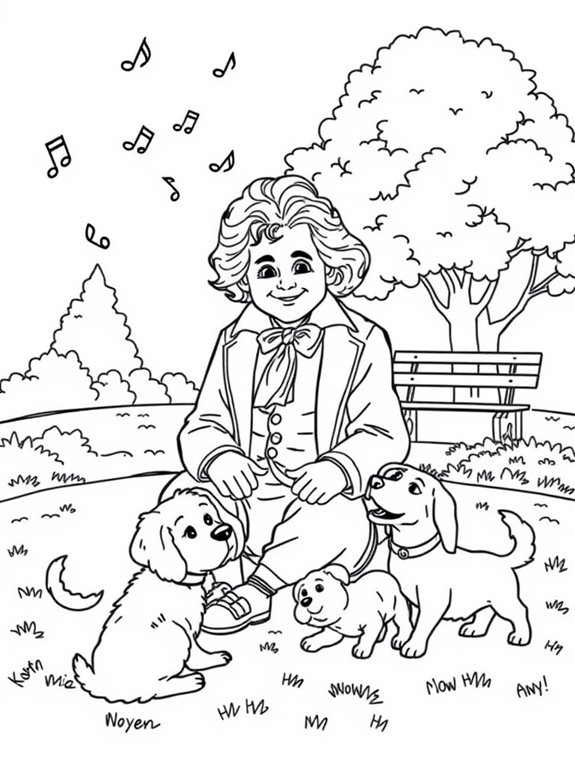 beethoven coloring page dogs