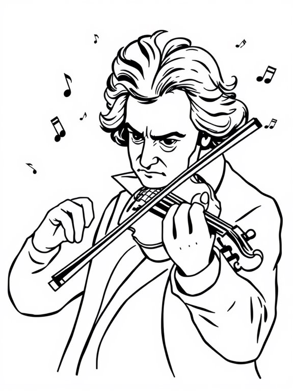 beethoven playing violin coloring page