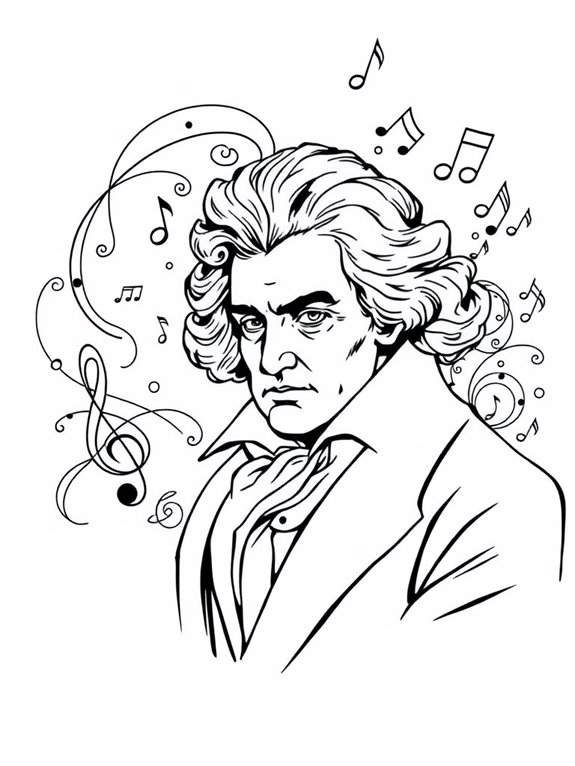 beethoven themed coloring page