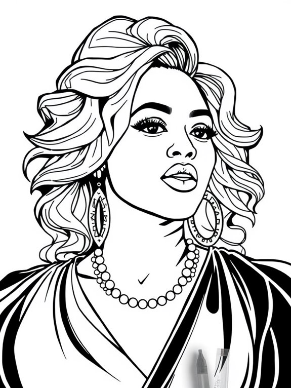 beyonc coloring page outline