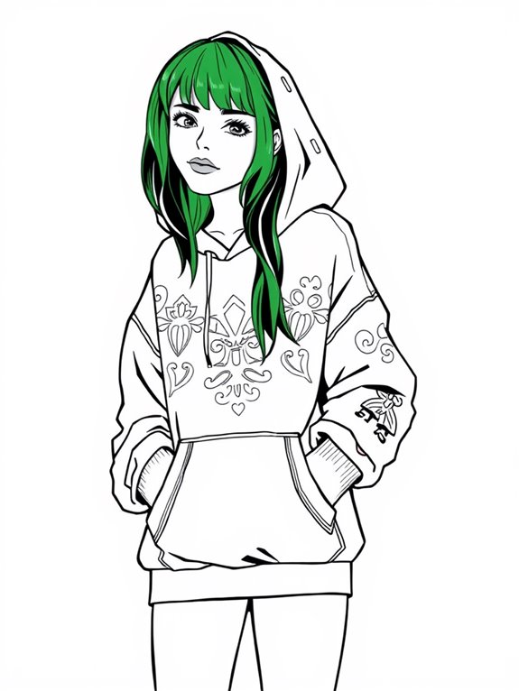 billie eilish hoodie coloring page