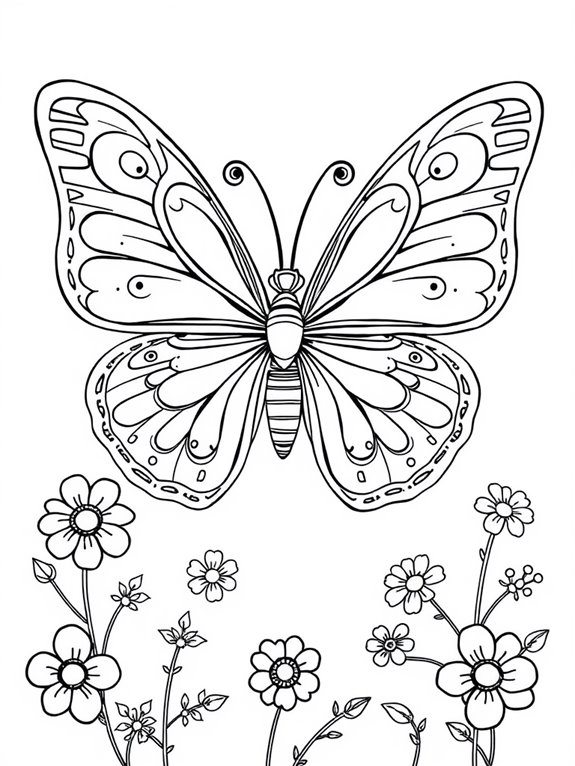 blue butterfly coloring page