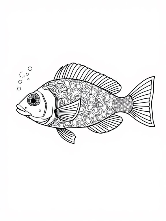 blue fish coloring page