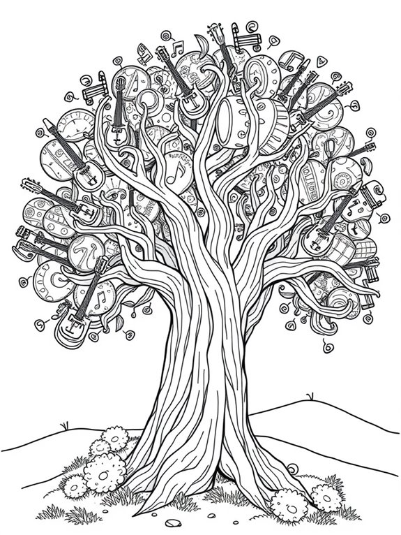 blues tree coloring activity