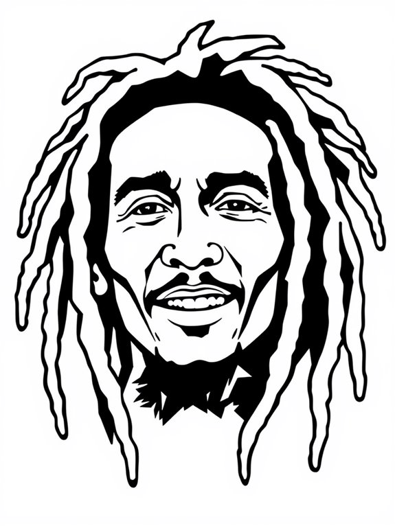 bob marley coloring page