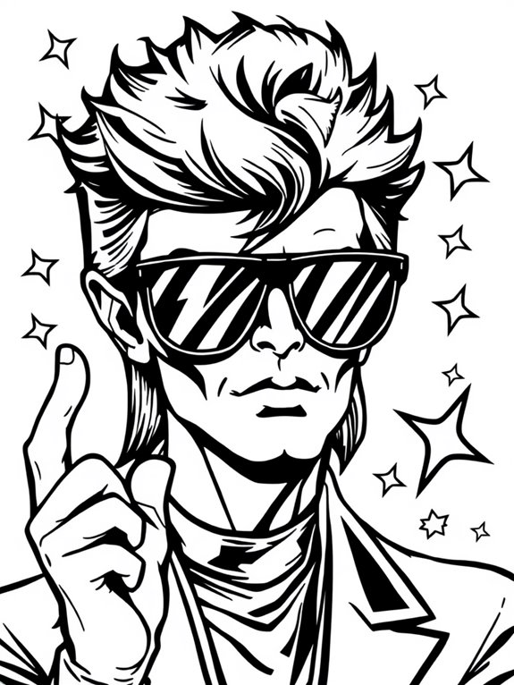 bowie with sunglasses coloring page