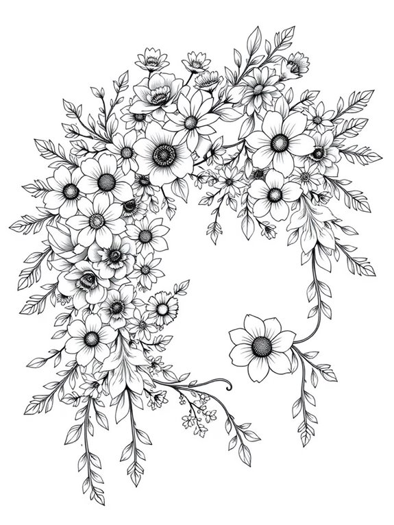 brahms flower garland coloring page