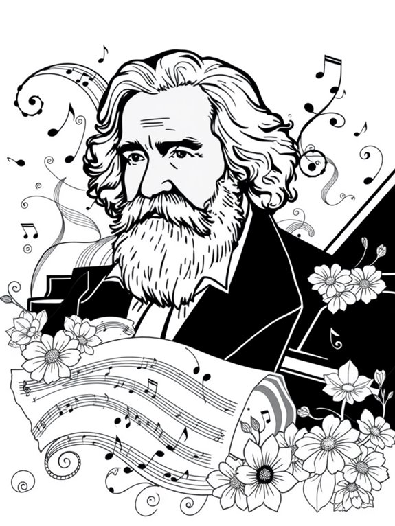 brahms line art coloring page