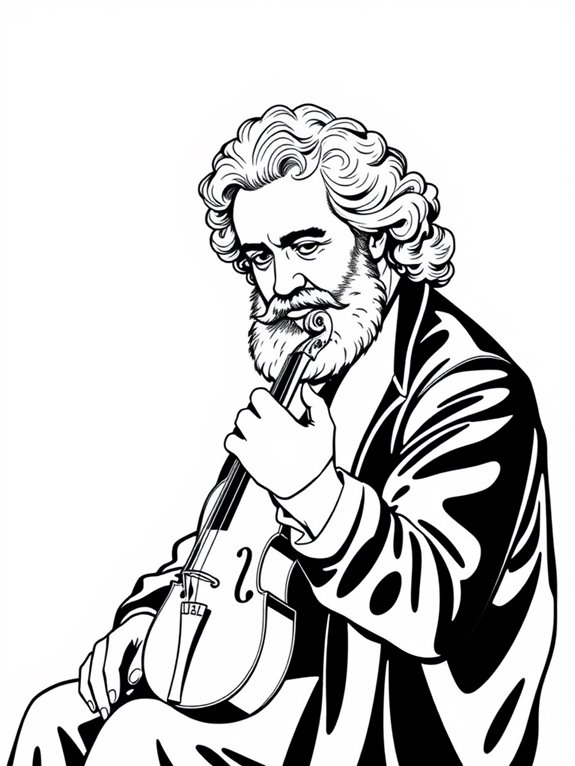 brahms violin coloring page