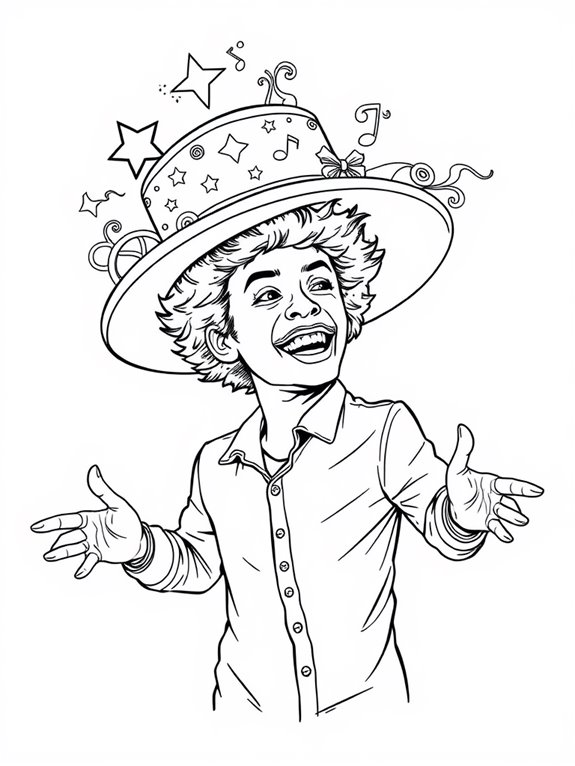 bruno mars colorful hat illustration